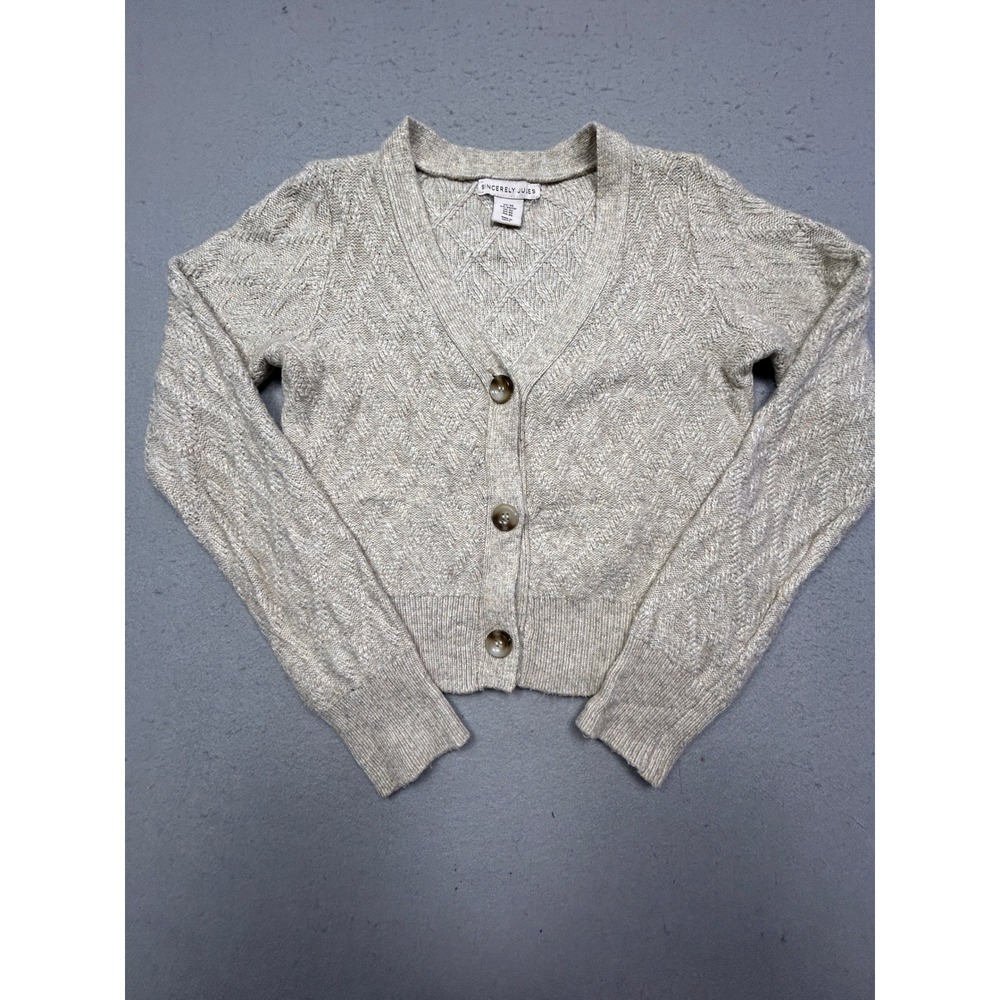 Sincerely Jules Cardigan Sweater Polyester Acrylic Nylon Oatmeal XS Women